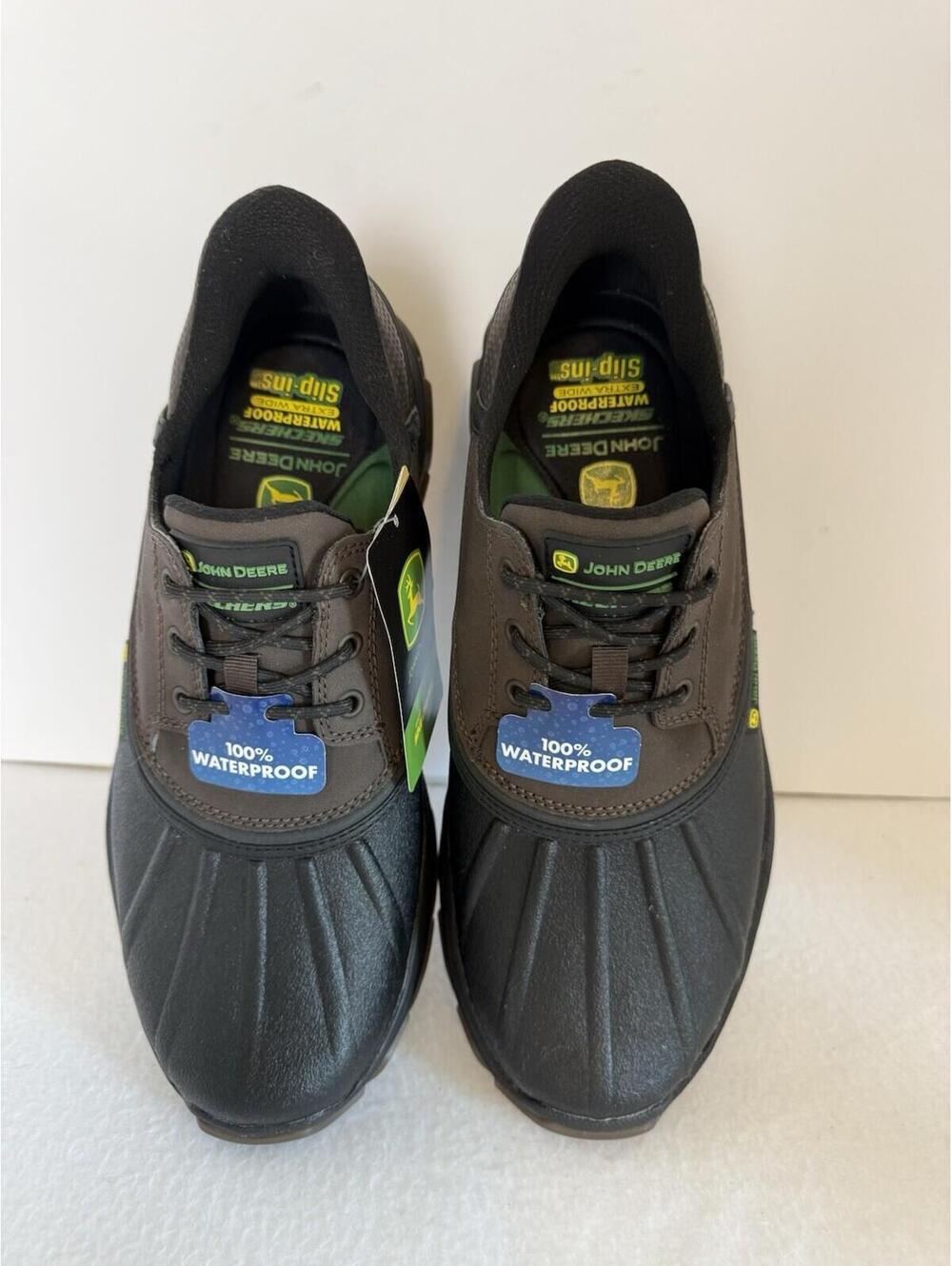 Skechers John Deere Tanzier Waterproof Slip-ins Shoes Mens US 9.5 WW Black NWT